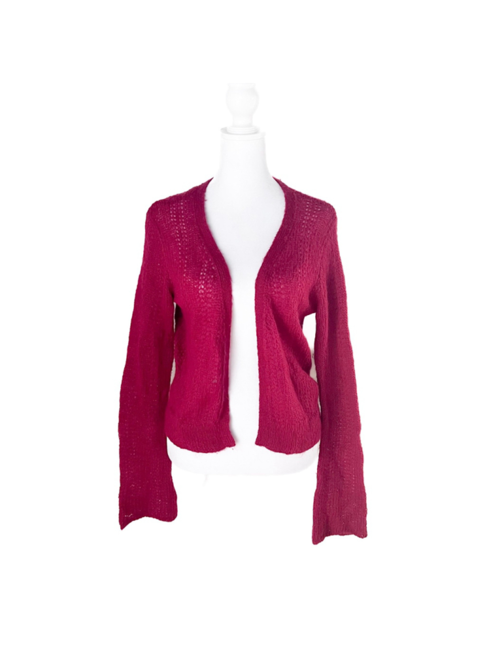 Wooden Ships Paola Buendia Pink Mohair Wool Open Knit Cardigan S/M Balletcore